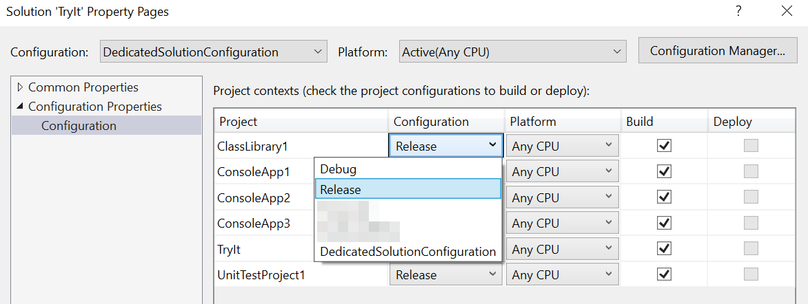 Visual Studio:將專案配置“發布”設定為新解決方案配置的默認值