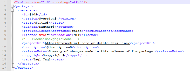 NuGet 規范命令忽略專案屬性中的元資料