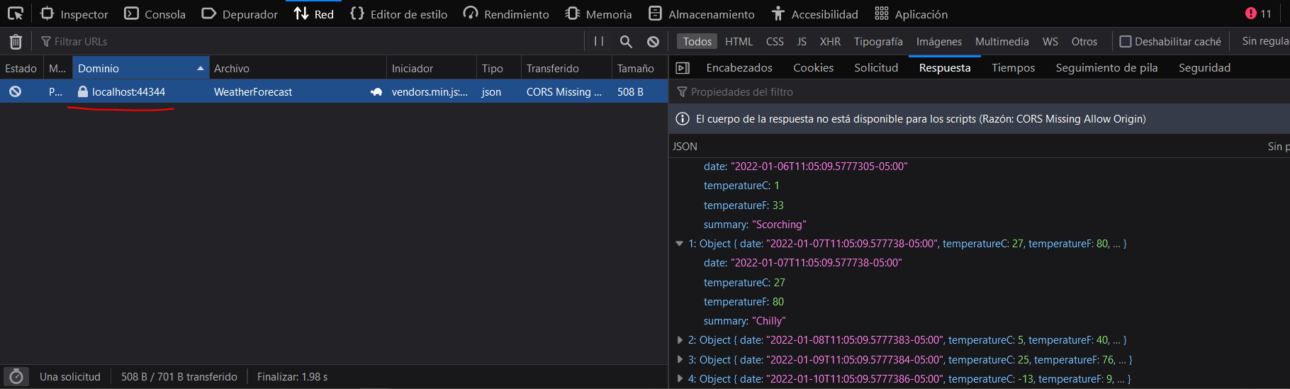 查看 CORS 錯誤,但您獲取資料并且它是可見的 C# (ASP .Net Core)