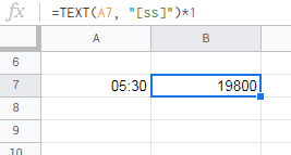 Google Sheet - 將小時和分鐘轉換為秒