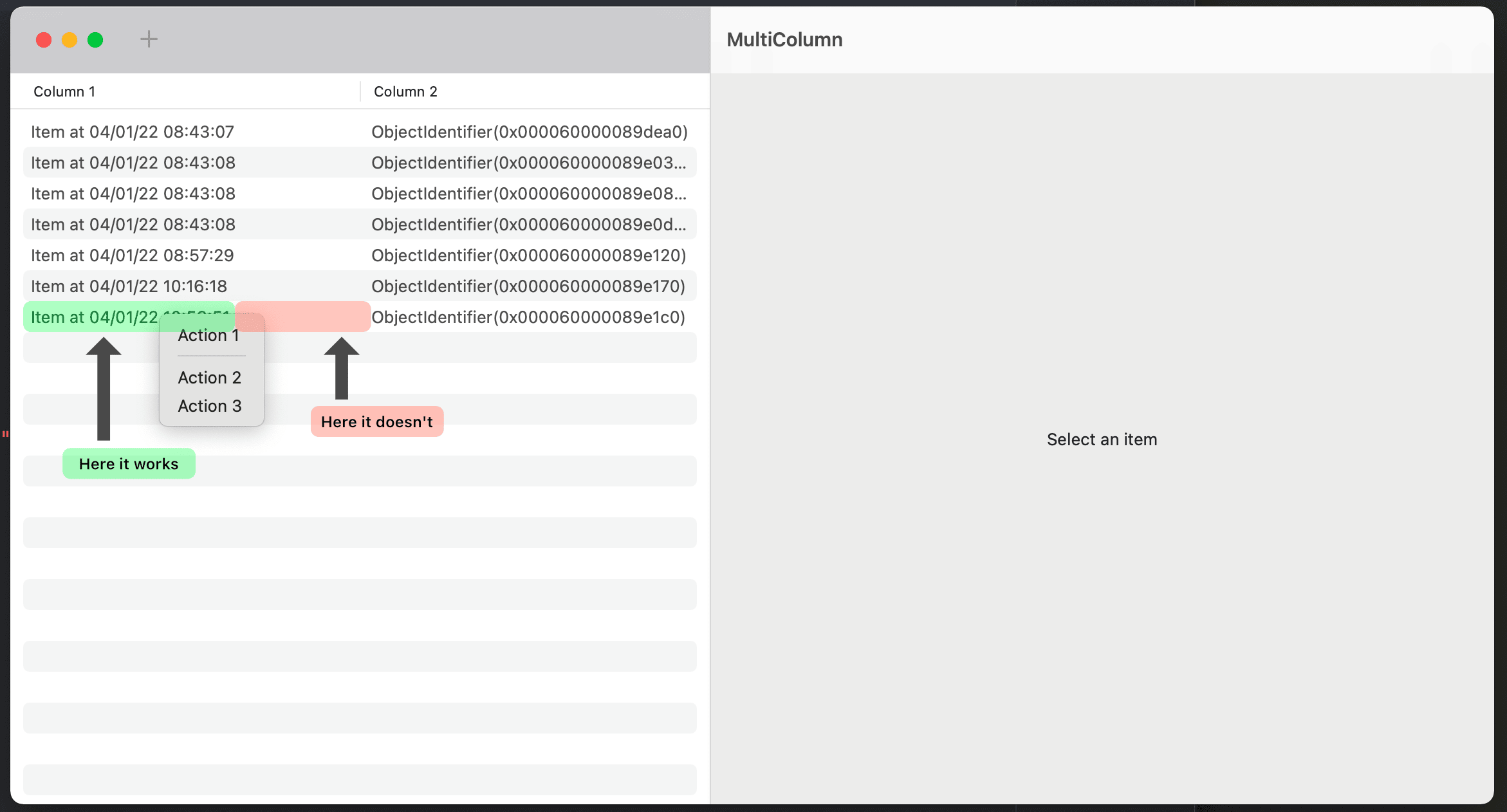 帶有 contextMenu 的 macOS SwiftUI 表
