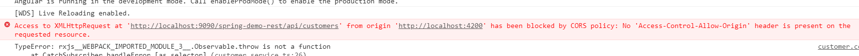 嘗試以 angular 呼叫 Spring REST 端點時,Origin http://localhost:4200 已被瀏覽器中的 CORS 策略錯誤阻止