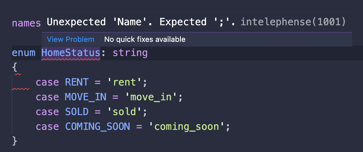 如何在 VS Code for PHP 8.1 Enum Class 中更正語法突出顯示？