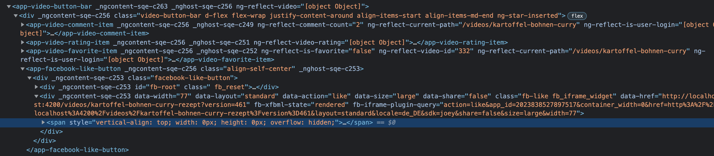 Facebook Like Button 在 Angular App 中的寬度為 0