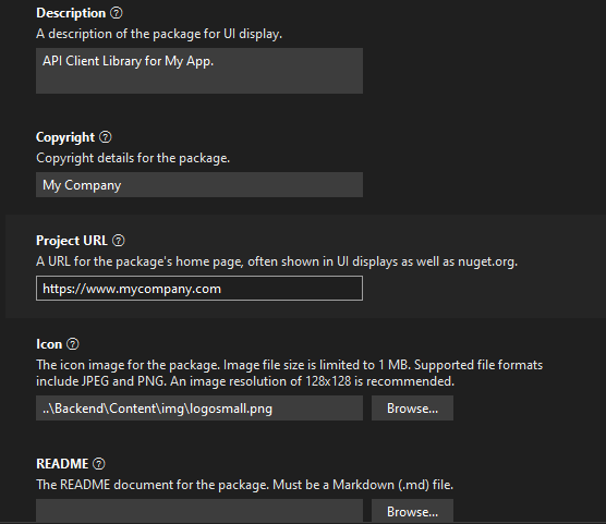 NuGet 規范命令忽略專案屬性中的元資料