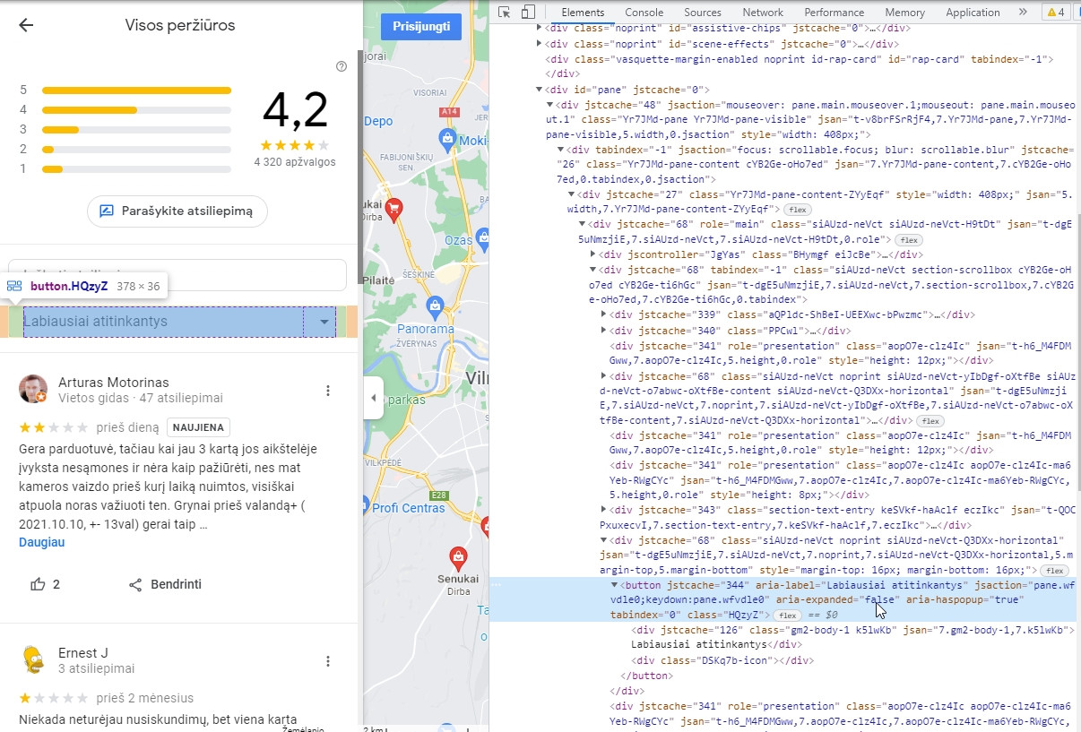 使用 Selenium 更改 Google 地圖評論排序