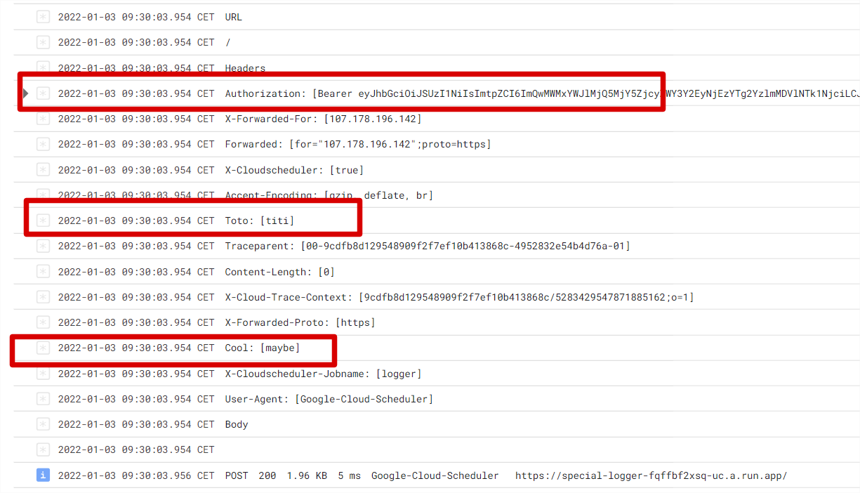 使用自定義標頭和 OIDC 令牌調度 Google Cloud Function
