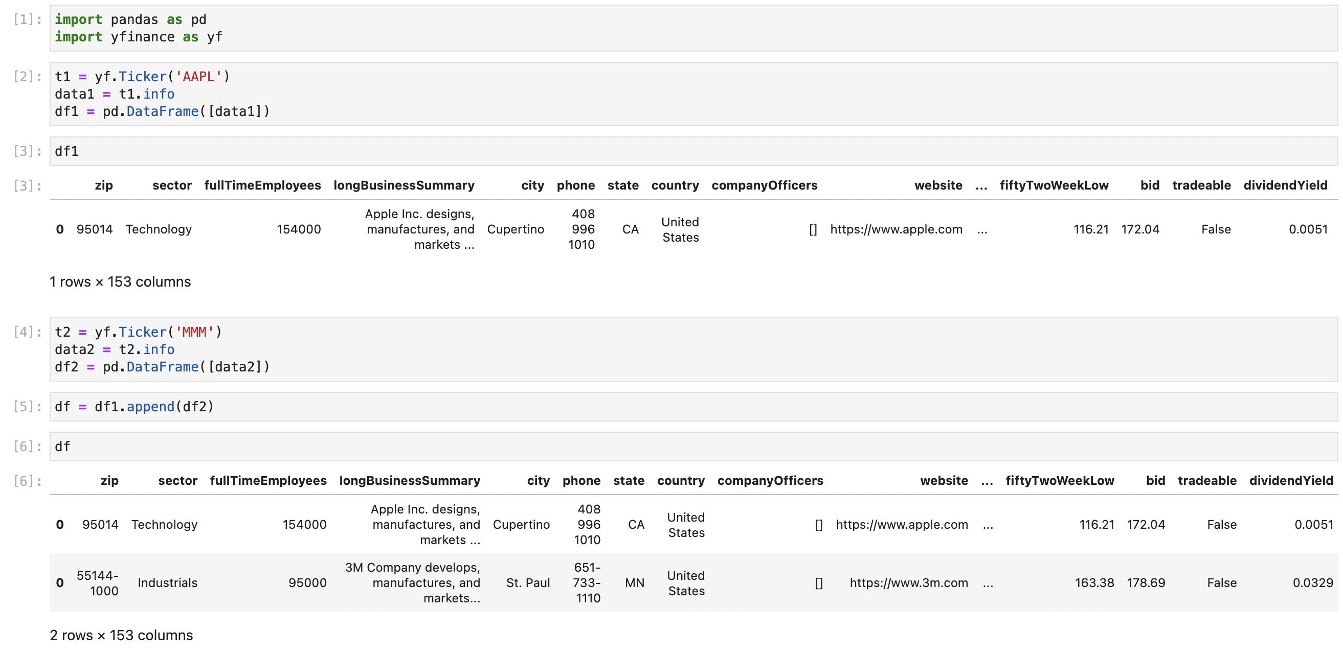 yfinance SP500 ticker.info 到 DataFrame