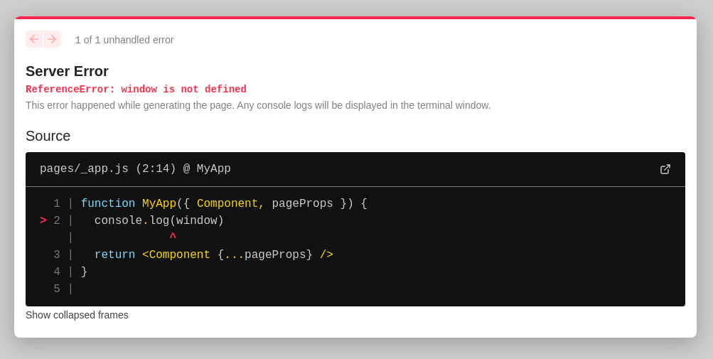 為什么我無法訪問 Next.js 應用程式“_app.js”中的視窗？