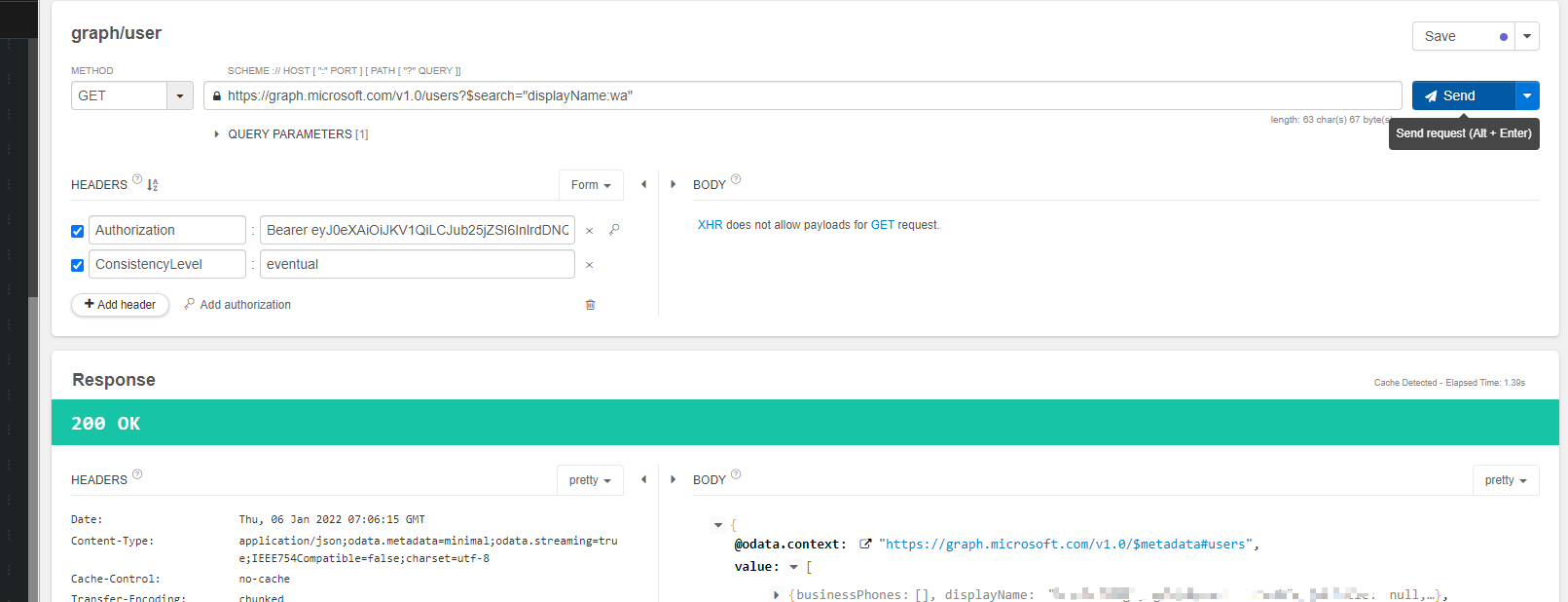 Microsoft Graph Rest API v1.0 --- HTTP GET 請求