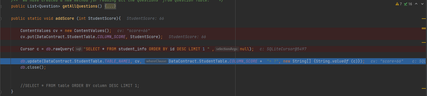 如何在 sqlite 資料庫現有列中添加變數的值？