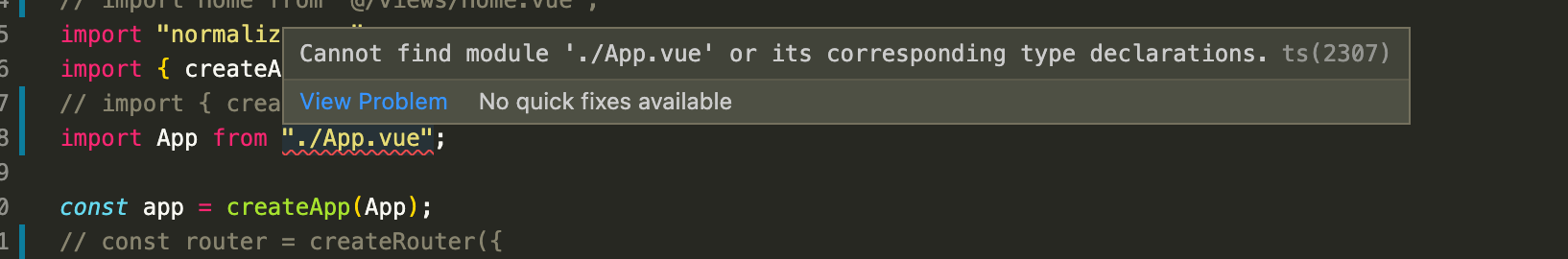 Typescript 找不到模塊 `./app` 或其對應的型別宣告 ts(2307)