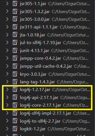 我指定了新版本的 Log4J 但仍然依賴項也顯示舊版本