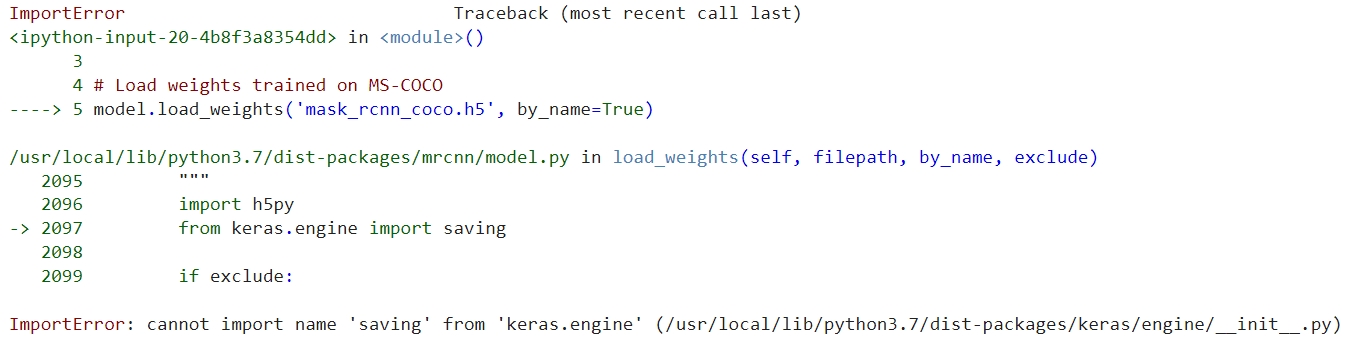 ImportError:無法從“keras.engine”匯入名稱“正在保存”