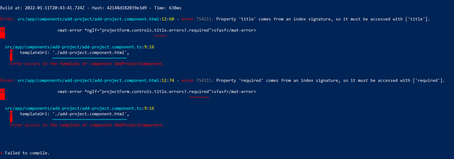 “FormGroup”型別上不存在 Angular 13 屬性