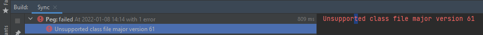Android Studio 錯誤“不支持的類檔案主要版本 61”