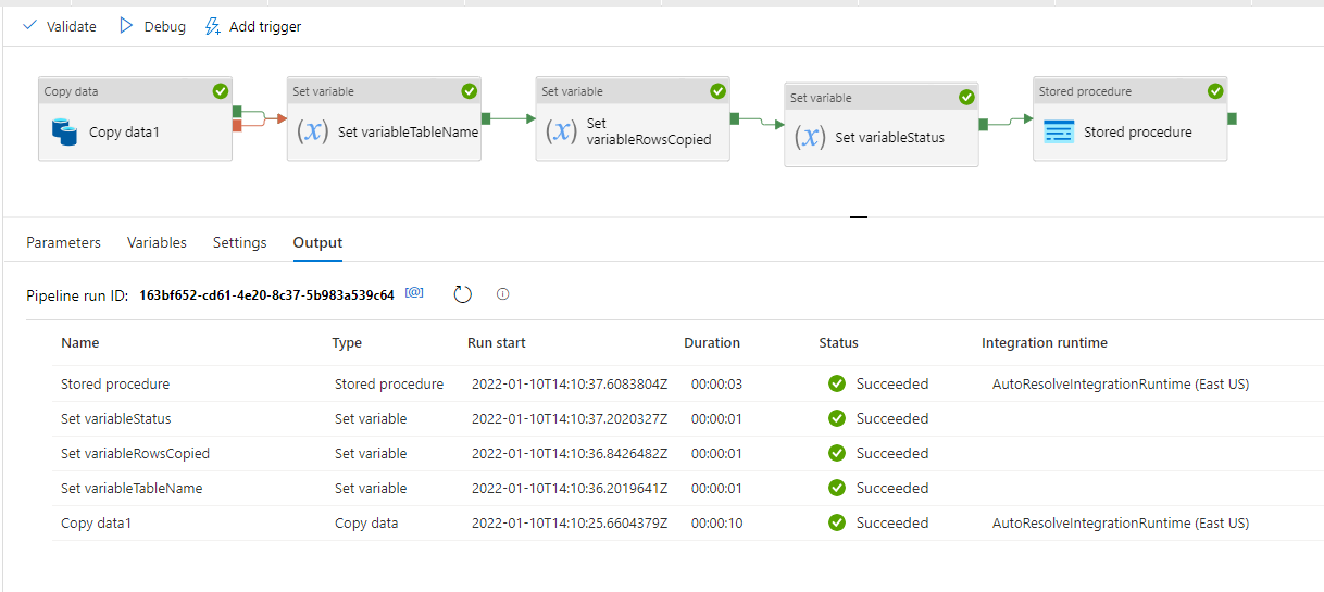 復制成功或失敗時如何在 Azure SQL 中從 Azure 資料工廠創建新表