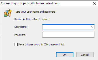 從 objects.githubusercontent.com 下載時需要授權