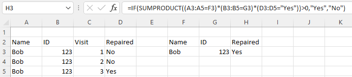 Excel - 索引/匹配以決議列資料,直到顯示所需的值