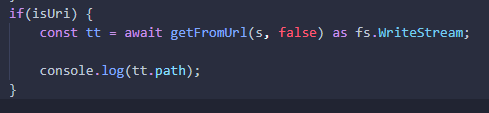 回傳聯合型別 Promise<string | fs.WriteStream> 不作業