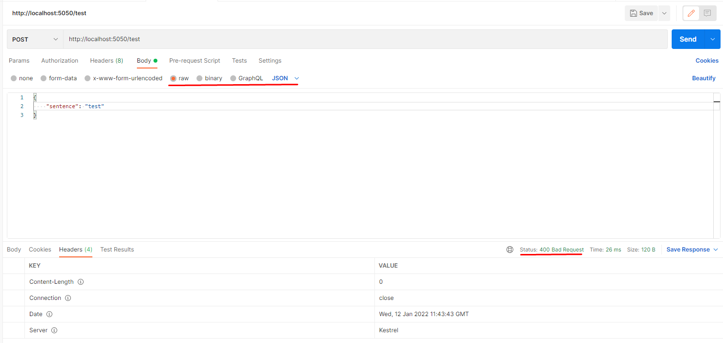 對 ASP.NET Core 6 的 POST 請求的錯誤請求 (400)，最小 API，從 Postman 發送