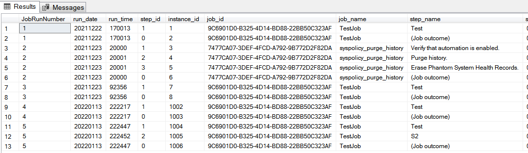 SQL Server:按執行的作業歷史記錄組
