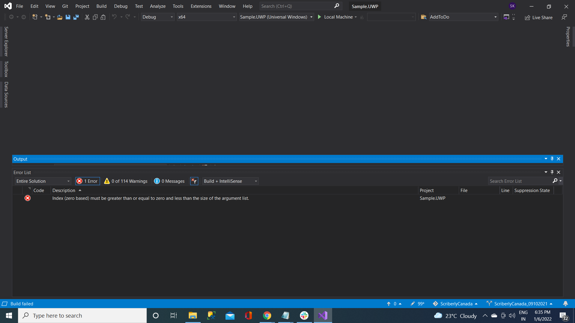 Xaml 內部錯誤錯誤 WMC9999:索引(從零開始)必須大于或等于零且小于引數串列的大小