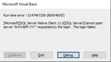 VBA 連接到 {dbname}-ondemand.sql.azuresynapse.net