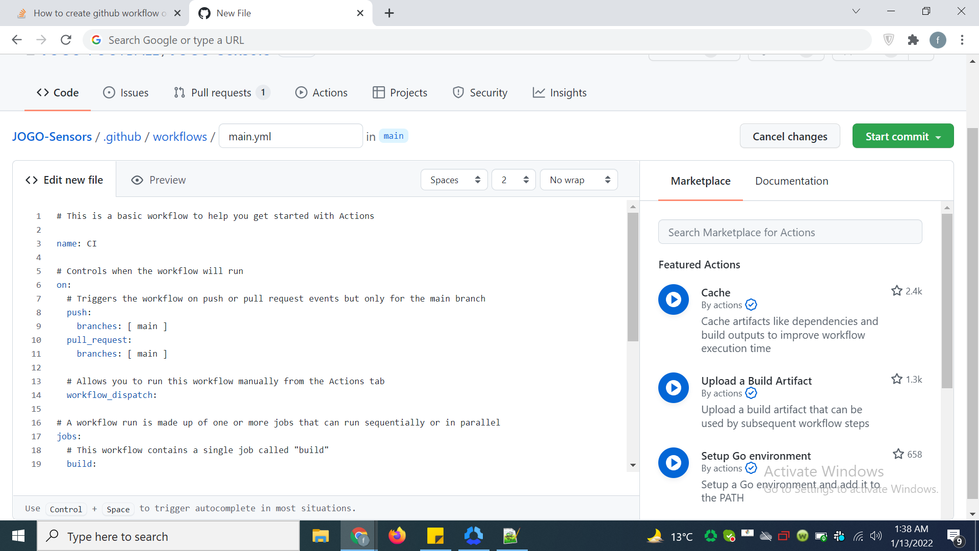 如何在非主分支上創建 github 作業流