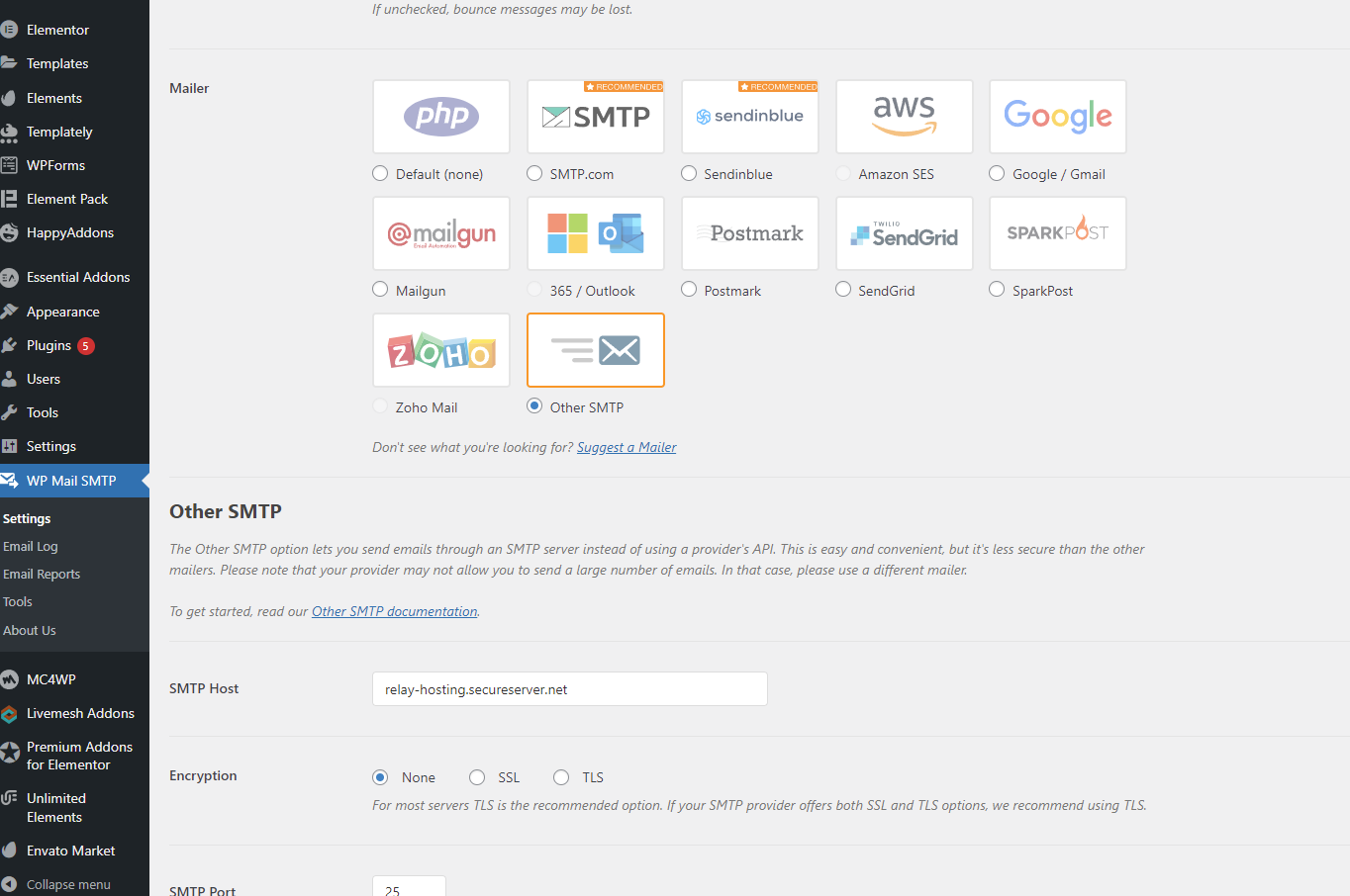 帶有 aws lightail 的 GoDaddy wordpress 郵件 smtp - 錯誤無法連接到服務器