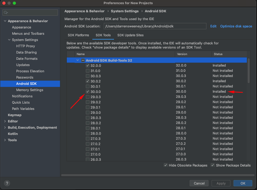 Cordova 沒有看到已安裝的 Android SDK