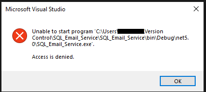 除錯 Visual Studio 2022 預覽版時拒絕訪問