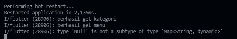 “Null”型別不是“Map<String, dynamic>”型別的子型別