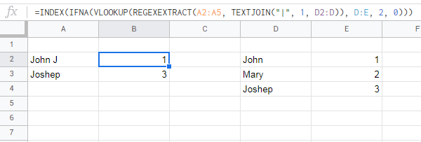 部分 Vlookup 在 Google 表格上找不到價值
