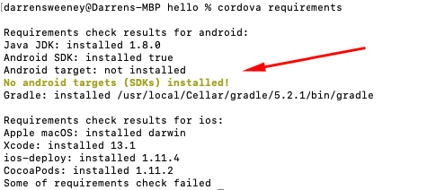 Cordova 沒有看到已安裝的 Android SDK