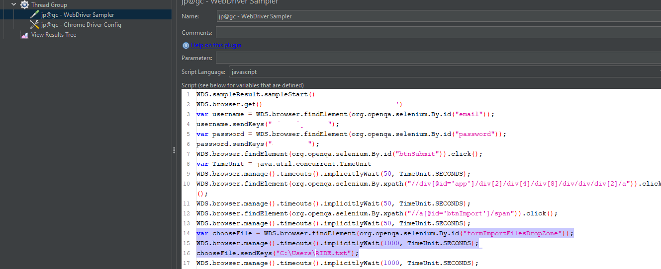 如何在 JMeter 中使用 selenium webdriver 撰寫自動化腳本以在 dropzone 中上傳檔案?
