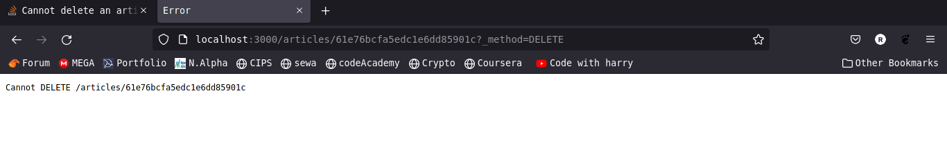 無法洗掉 crud 應用中的文章(mongo、express、Nodejs)