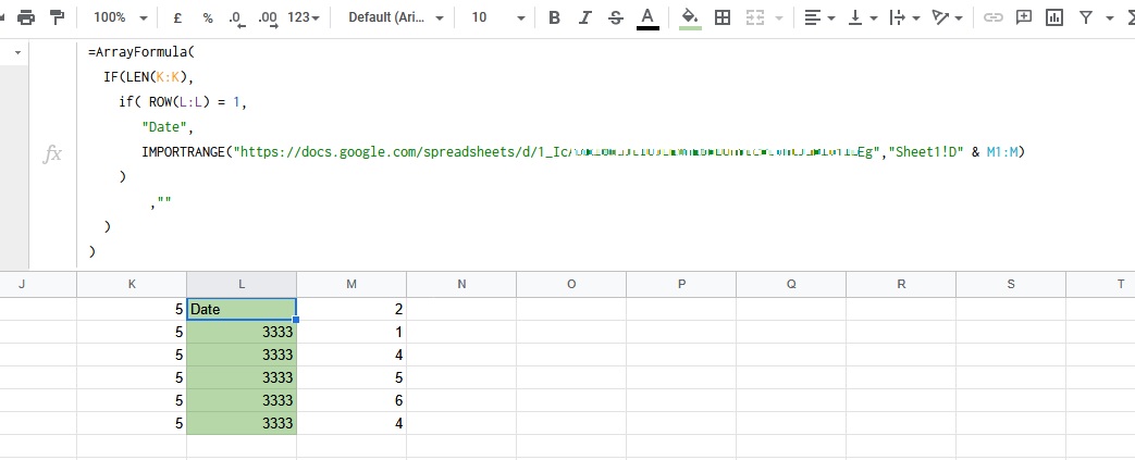 帶有 IMPORTRANGE 的 Google 表格 ArrayFormula 始終回傳相同的結果