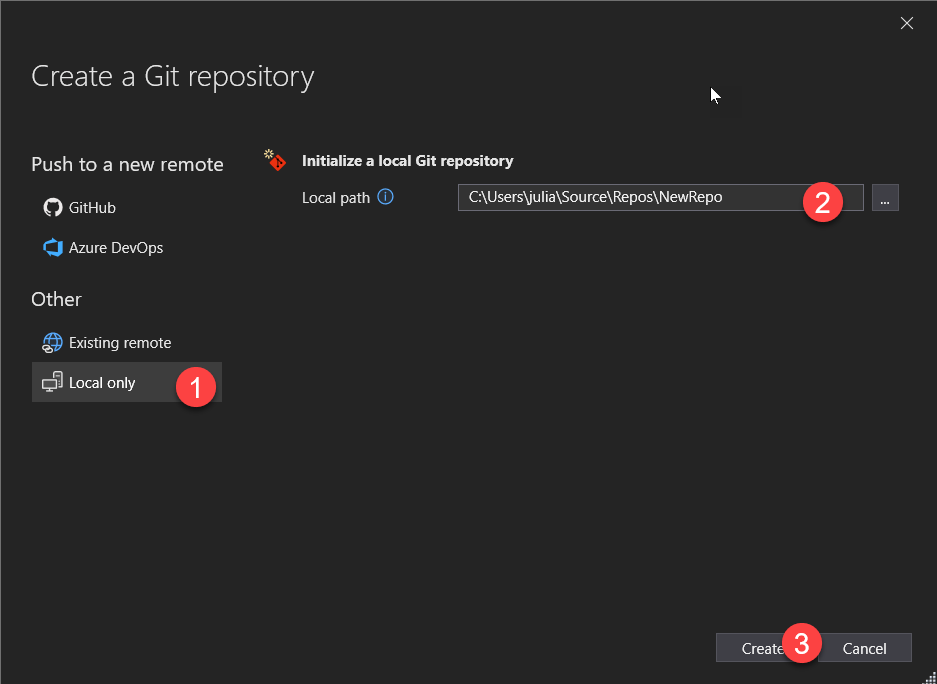 如何在 Visual Studio 2022 - 17.04 中更改和創建多個存盤庫