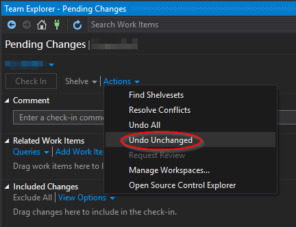 TFS:如何在 Visual Studio2019 中添加 undo unchange 到 action?