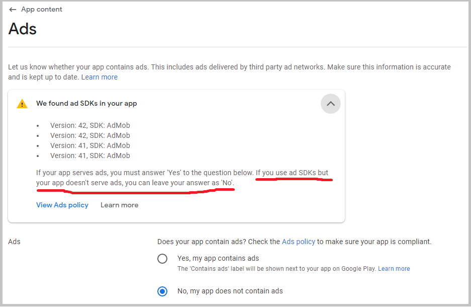 Google Play Services Analytics 庫實施導致 Play Console 廣告警告