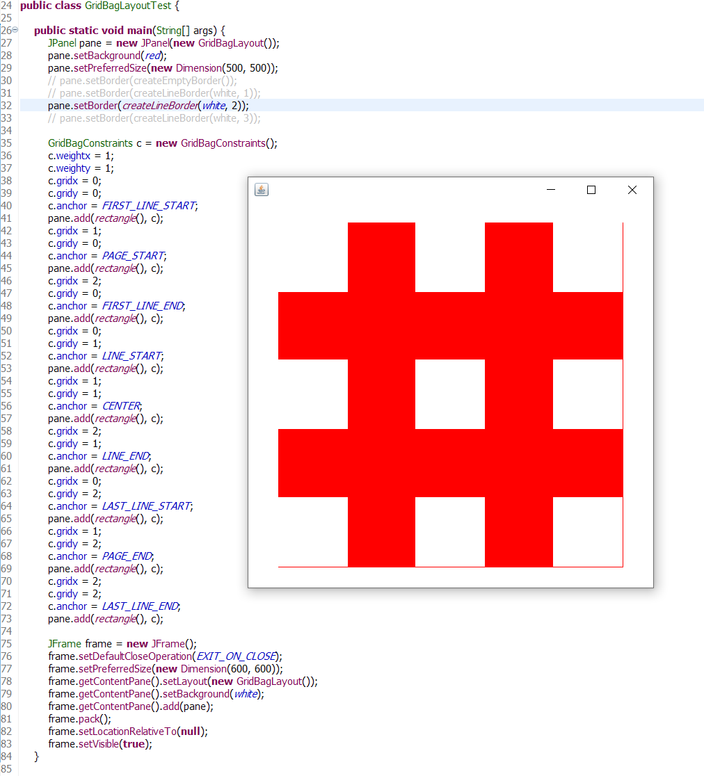 GridBagLayout 錨點精確度