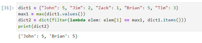Python 回傳最大字典條目