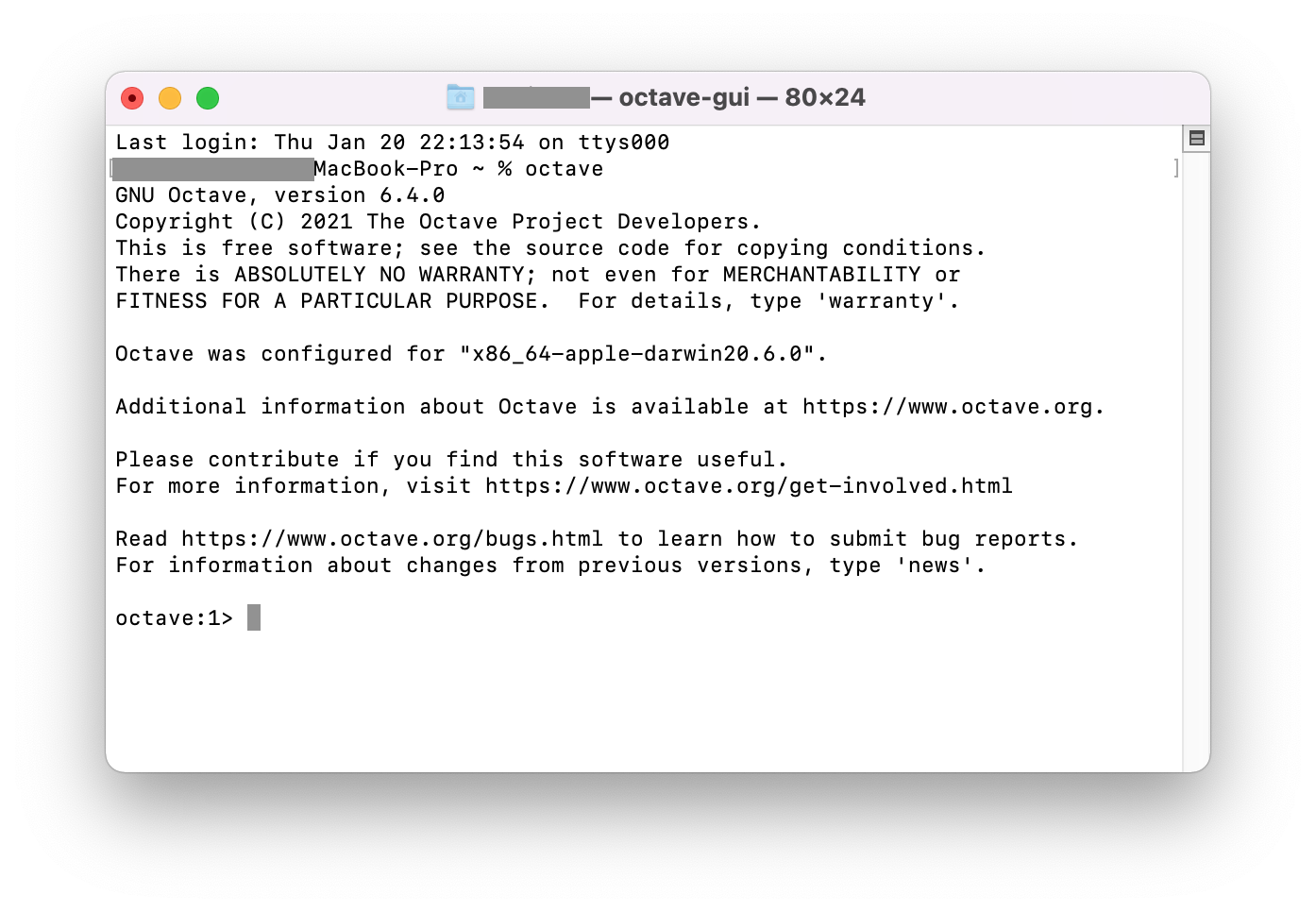 在 macOS 終端中運行 Octave