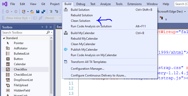 為什么 Visual Studio 2019 的“構建”選單上沒有“清潔解決方案”選項？