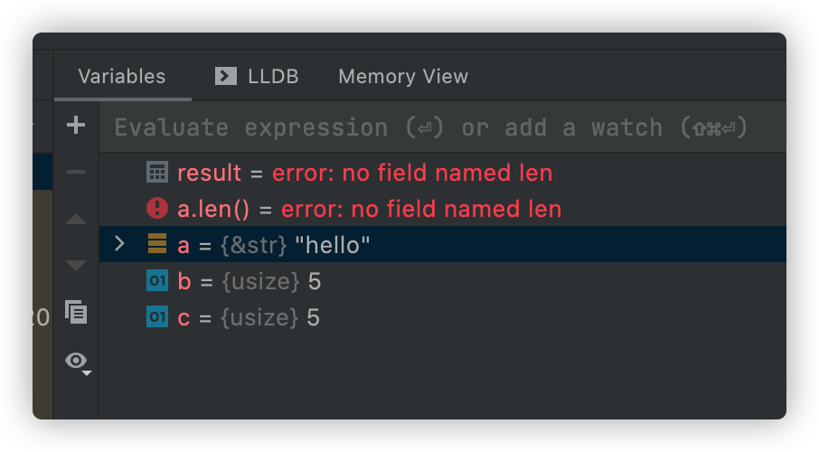 除錯 Rust 代碼時，CLion 是否可以評估函式？