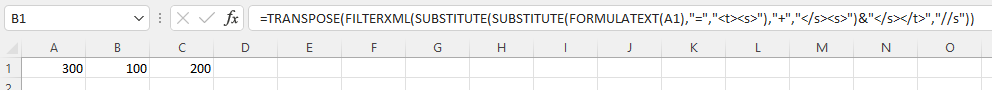 拆分包含公式的 Excel 單元格