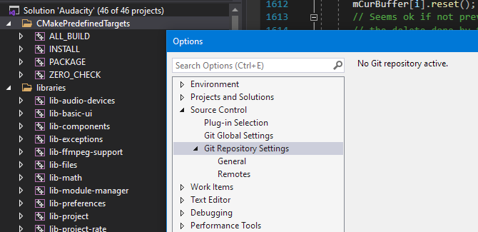 讓 Visual Studio 2019 看到源代碼中存在的 git repo,但構建目錄中沒有(其中包含 sln 檔案)