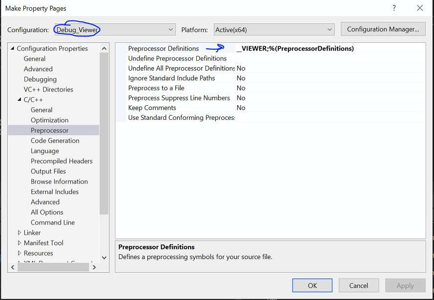 基于 Visual Studio 配置型別的前處理器定義