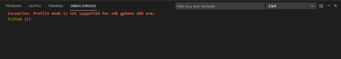 Flutter：例外：sdk gphone x86 arm不支持??組態檔模式